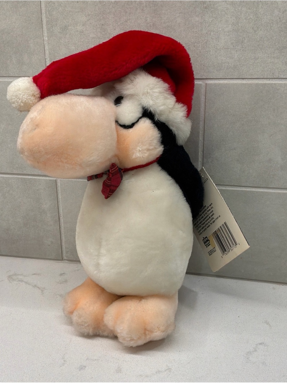 VTG 1985 Penguin Bloom County Opus Dakin Christmas Santa Plaid Bowtie Tags